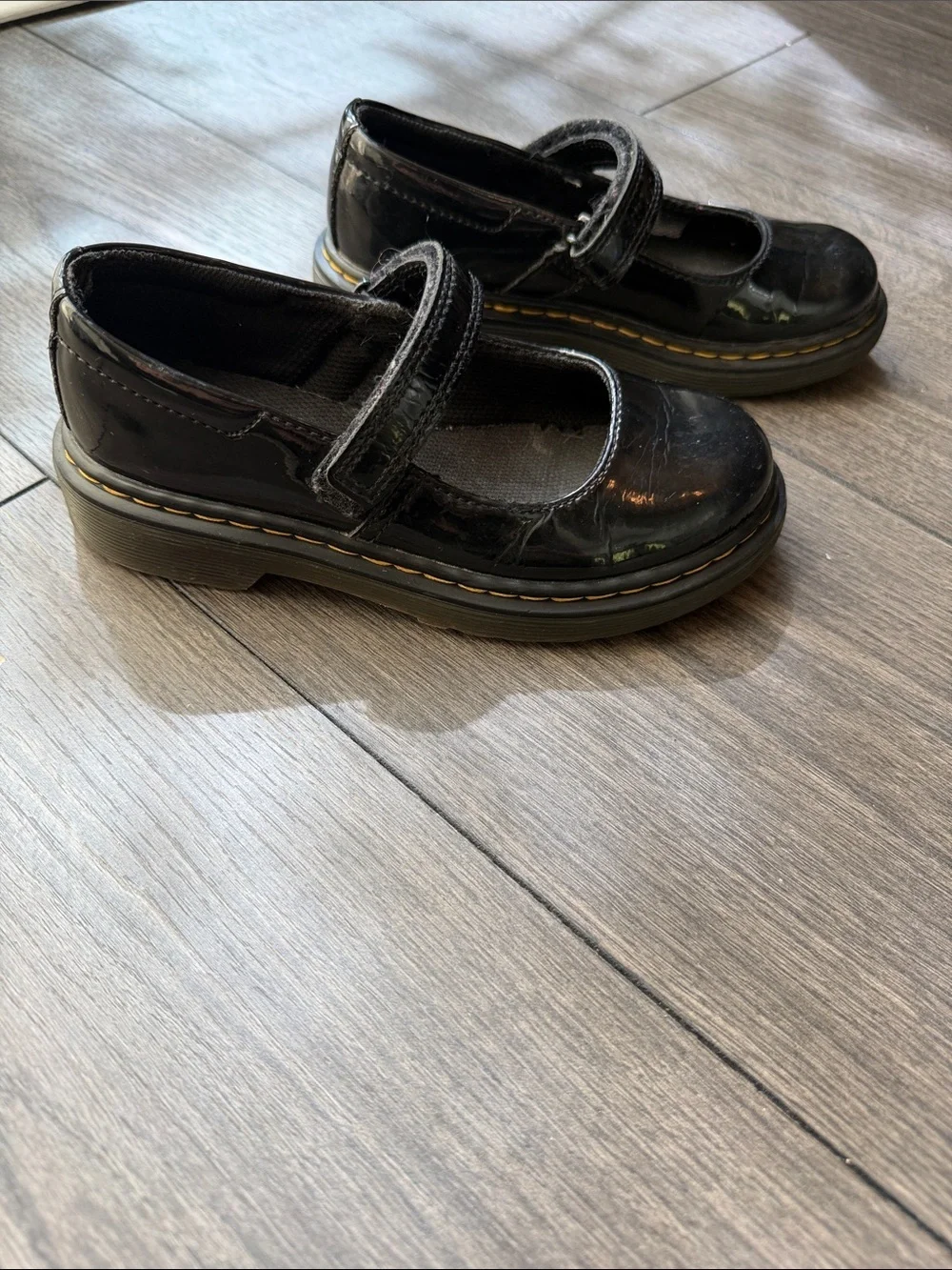 Dr. Martens Girls' Black Patent Mary Jane Shoes with Strap